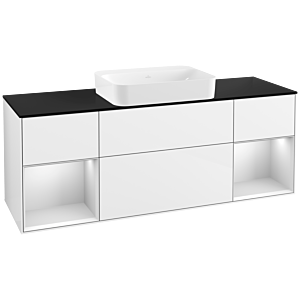 Villeroy et Boch Finion Villeroy et Boch G742MTGF 160x60,3x50,1cm, étagères laqué blanc mat, laqué blanc brillant