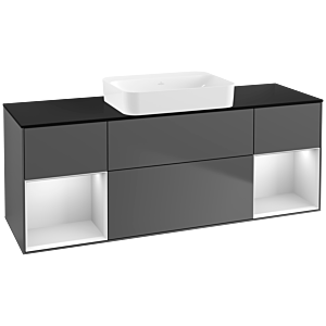 Villeroy und Boch Finion Waschtischunterschrank G742MTGK 160x60,3x50,1cm, Regale White matt lacquer, Anthracite matt