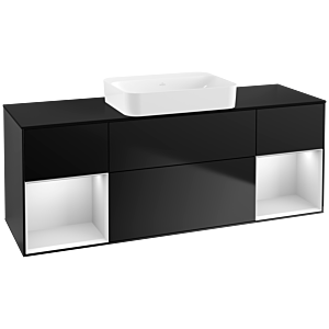 Villeroy und Boch Finion Waschtischunterschrank G742MTPD 160x60,3x50,1cm, Regale White matt lacquer, Black matt lacquer