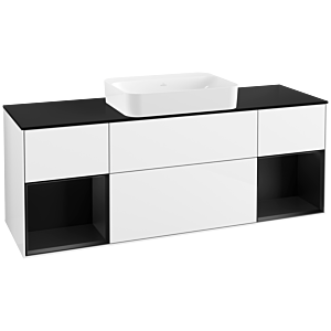 Villeroy et Boch Finion Villeroy et Boch G742PDGF 160x60.3x50.1cm, étagères laqué noir mat, laqué blanc brillant