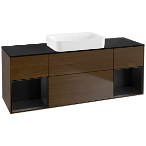 Villeroy and Boch Finion Villeroy and Boch Finion G742PDGN 160x60.3x50.1cm, shelves black matt lacquer, walnut veneer