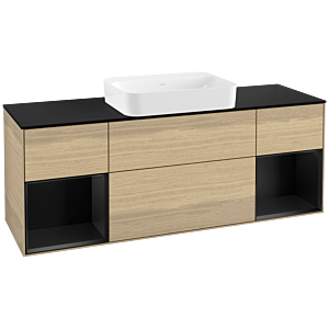 Villeroy et Boch Finion G742PDPC 160x60.3x50.1cm, étagères laqué noir mat, Oak Veneer
