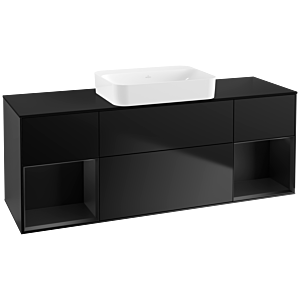 Villeroy et Boch Finion Villeroy et Boch G742PDPD 160x60,3x50,1cm, étagères Laque noire mate, Laque noire mate
