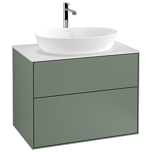 Villeroy und Boch Finion Waschtischunterschrank G75100GM 80x60,3cm, Emotion, Abdeckplatte white matt, Olive Matt Lacquer