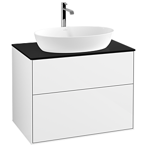 Villeroy und Boch Finion Waschtischunterschrank G75200GF 80x60,3cm, Emotion, Abdeckplatte black matt, Glossy white lacquer