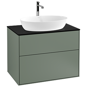 Villeroy und Boch Finion Waschtischunterschrank G75200GM 80x60,3cm, Emotion, Abdeckplatte black matt, Olive Matt Lacquer