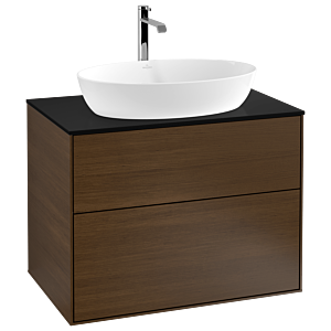 Villeroy und Boch Finion Waschtischunterschrank G75200GN 80x60,3cm, Emotion, Abdeckplatte black matt, Walnut veneer