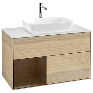 Villeroy and Boch Finion Villeroy and Boch Finion G771GNPC 100cm, cover plate white matt, Emotion, shelves Walnut Veneer , Oak Veneer