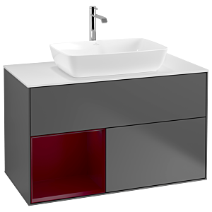 Villeroy and Boch Finion Villeroy and Boch Finion G771HBGK 100cm, cover plate white matt, Emotion, shelves Peony matt lacquer, anthracite matt