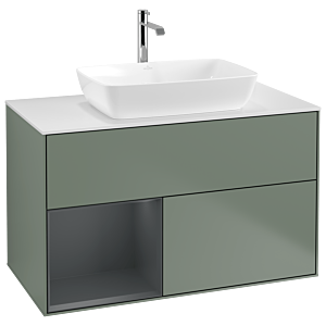 Villeroy and Boch Finion Villeroy and Boch Finion G771HGGM 100cm, cover plate white matt, Emotion, shelves Midnight matt lacquer, Olive Matt Lacquer