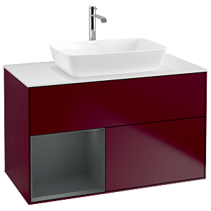 Villeroy und Boch Finion Waschtischunterschrank G771HGHB 100cm, Abdeckplatte white matt, Emotion, Regale Midnight matt lacquer, Peony Matt