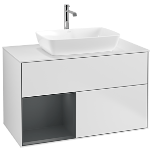 Villeroy and Boch Finion Villeroy and Boch Finion G771HGMT 100cm, cover plate white matt, Emotion, shelves midnight matt lacquer, white matt lacquer