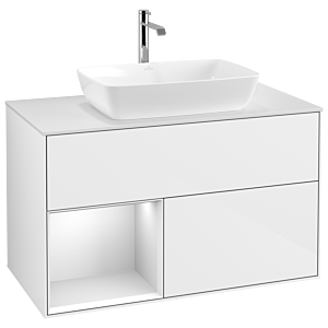 Villeroy and Boch Finion Villeroy and Boch Finion G771MTGF 100cm, cover plate white matt, Emotion, shelves white matt lacquer, glossy white lacquer