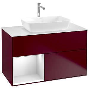 Villeroy und Boch Finion Waschtischunterschrank G771MTHB 100cm, Abdeckplatte white matt, Emotion, Regale White matt lacquer, Peony Matt