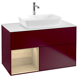 Villeroy und Boch Finion Waschtischunterschrank G771PCHB 100cm, Abdeckplatte white matt, Emotion, Regale Oak Veneer, Peony Matt