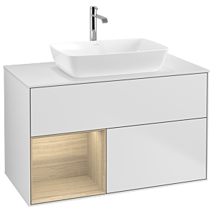 Villeroy and Boch Finion Villeroy and Boch Finion G771PCMT 100cm, cover plate white matt, Emotion, shelves Oak Veneer , white matt lacquer