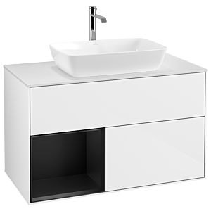 Villeroy and Boch Finion Villeroy and Boch Finion G771PDGF 100cm, cover plate white matt, Emotion, shelves Black matt lacquer, Glossy white lacquer