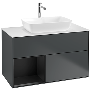 Villeroy and Boch Finion Villeroy and Boch Finion G771PDHG 100cm, cover plate white matt, Emotion, shelves black matt lacquer, midnight Blue Matt Lacquer