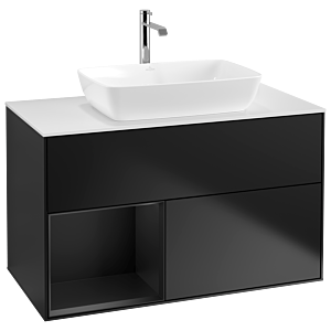 Villeroy and Boch Finion Villeroy and Boch Finion G771PDPD 100cm, cover plate white matt, Emotion, shelves Black matt lacquer, Black matt lacquer