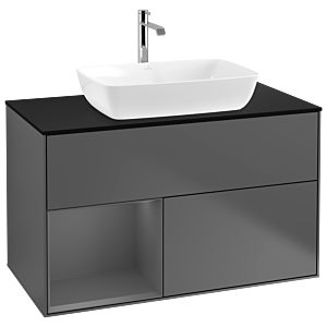 Villeroy and Boch Finion Villeroy and Boch Finion G772GKGK 100cm, cover plate black matt, Emotion, shelves anthracite matt lacquer, anthracite matt