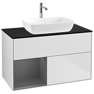 Villeroy and Boch Finion Villeroy and Boch Finion G772GKMT 100cm, cover plate black matt, Emotion, shelves anthracite matt lacquer, white matt lacquer