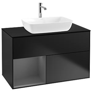 Villeroy and Boch Finion Villeroy and Boch Finion G772GKPD 100cm, cover plate black matt, Emotion, shelves anthracite matt lacquer, black matt lacquer