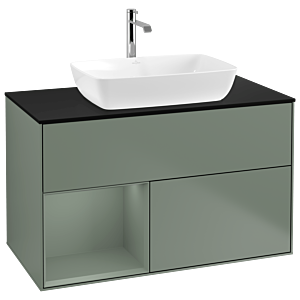 Villeroy and Boch Finion Villeroy and Boch Finion G772GMGM 100cm, cover plate black matt, Emotion, shelves olive matt lacquer, Olive Matt Lacquer