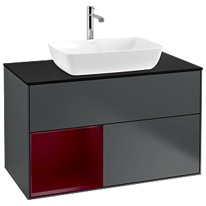 Villeroy and Boch Finion Villeroy and Boch Finion G772HBHG 100cm, cover plate black matt, Emotion, shelves Peony matt lacquer, midnight Blue Matt Lacquer