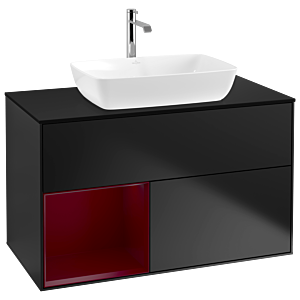 Villeroy and Boch Finion Villeroy and Boch Finion G772HBPD 100cm, cover plate black matt, Emotion, shelves Peony matt lacquer, black matt lacquer