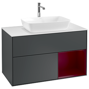 Villeroy und Boch Finion Waschtischunterschrank G781HBHG 100cm, Abdeckplatte white matt, Emotion, Regale Peony matt lacquer, Midnight Blue Matt Lacquer