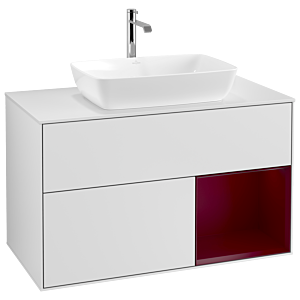 Villeroy und Boch Finion Waschtischunterschrank G781HBMT 100cm, Abdeckplatte white matt, Emotion, Regale Peony matt lacquer, White matt lacquer