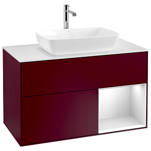 Villeroy und Boch Finion Waschtischunterschrank G781MTHB 100cm, Abdeckplatte white matt, Emotion, Regale White matt lacquer, Peony Matt