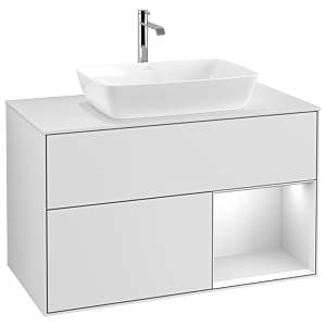 Villeroy und Boch Finion Waschtischunterschrank G781MTMT 100cm, Abdeckplatte white matt, Emotion, Regale White matt lacquer, White matt lacquer
