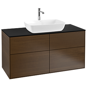 Villeroy und Boch Finion Waschtischunterschrank G79200GN 120x60,3cm, Emotion, Abdeckplatte black matt, Walnut veneer