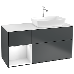 Villeroy and Boch Finion Villeroy and Boch Finion G801GFHG 120cm, cover plate matt white, Emotion, shelves Glossy white lacquer, Midnight Blue Matt Lacquer