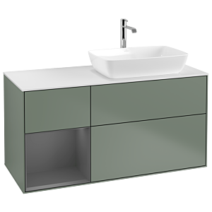 Villeroy and Boch Finion Villeroy and Boch Finion G801GKGM 120cm, cover plate matt white, Emotion, shelves anthracite matt lacquer, Olive Matt Lacquer