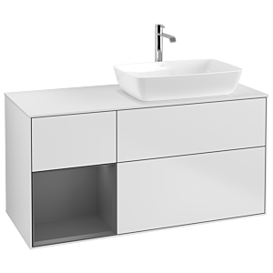 Villeroy und Boch Finion Waschtischunterschrank G801GKMT 120cm, Abdeckplatte white matt, Emotion, Regale Anthracite matt lacquer, White matt lacquer