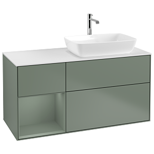 Villeroy and Boch Finion Villeroy and Boch Finion G801GMGM 120cm, cover plate matt white, Emotion, shelves olive matt lacquer, Olive Matt Lacquer