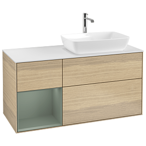Villeroy and Boch Finion Villeroy and Boch Finion G801GMPC 120cm, cover plate matt white, Emotion, shelves olive matt lacquer, Oak Veneer