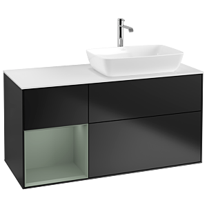 Villeroy and Boch Finion Villeroy and Boch Finion G801GMPD 120cm, cover plate matt white, Emotion, shelves olive matt lacquer, black matt lacquer