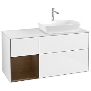 Villeroy and Boch Finion Villeroy and Boch Finion G801GNGF 120cm, cover plate matt white, emotion, shelves Walnut Veneer , glossy white lacquer