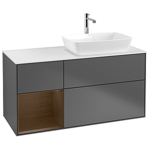 Villeroy and Boch Finion Villeroy and Boch Finion G801GNGK 120cm, cover plate matt white, Emotion, shelves Walnut Veneer , anthracite matt
