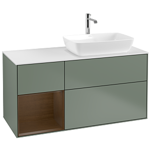 Villeroy and Boch Finion Villeroy and Boch Finion G801GNGM 120cm, cover plate matt white, emotion, shelves Walnut Veneer , Olive Matt Lacquer