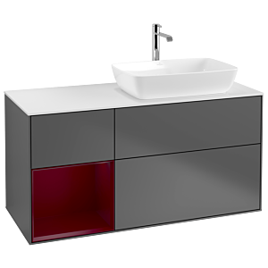 Villeroy et Boch Finion Villeroy et Boch G801HBGK 120cm, plaque de finition blanc mat, Emotion, étagères Peony laqué mat, anthracite mat