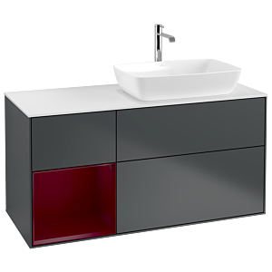 Villeroy und Boch Finion Waschtischunterschrank G801HBHG 120cm, Abdeckplatte white matt, Emotion, Regale Peony matt lacquer, Midnight Blue Matt Lacquer