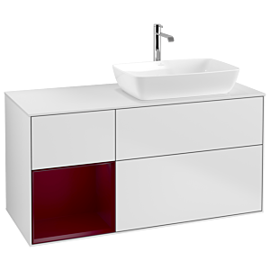 Villeroy und Boch Finion Waschtischunterschrank G801HBMT 120cm, Abdeckplatte white matt, Emotion, Regale Peony matt lacquer, White matt lacquer