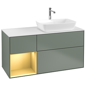 Villeroy and Boch Finion Villeroy and Boch Finion G801HFGM 120cm, cover plate white matt, Emotion, shelves gold matt lacquer, Olive Matt Lacquer