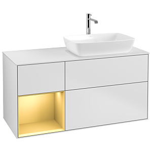 Villeroy and Boch Finion Villeroy and Boch Finion G801HFMT 120cm, cover plate white matt, Emotion, shelves gold matt lacquer, white matt lacquer