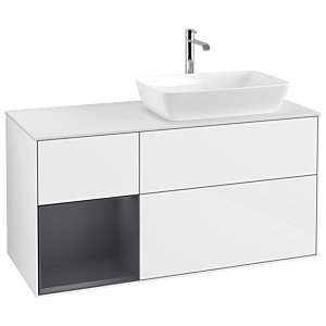 Villeroy and Boch Finion Villeroy and Boch Finion G801HGGF 120cm, cover plate matt white, Emotion, shelves Midnight matt lacquer, Glossy white lacquer