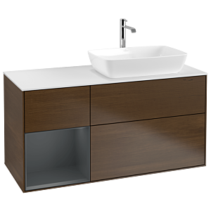 Villeroy and Boch Finion Villeroy and Boch Finion G801HGGN 120cm, cover plate matt white, Emotion, shelves Midnight matt lacquer, Walnut veneer